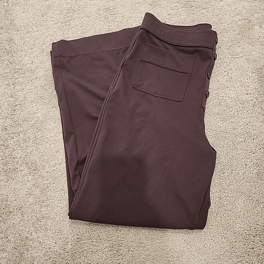 Halara High Waist Wide Leg "PLAY IT MY WAY" Pants POCKETS Womens Burgundy XL